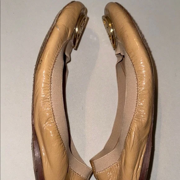 Tory Burch Camel/Tan Patent Leather Travel Flats - Picture 8 of 9